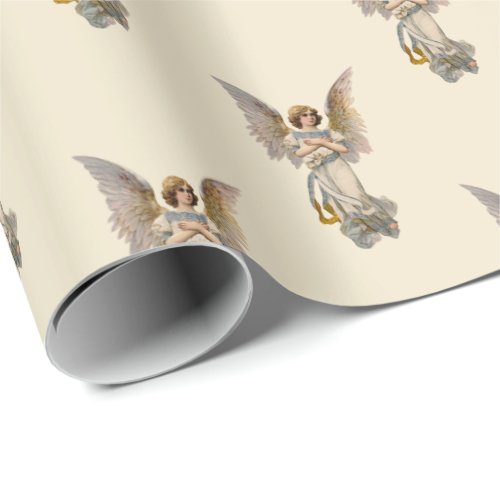 Vintage Christmas Angel Ivory Holiday Wrapping Paper