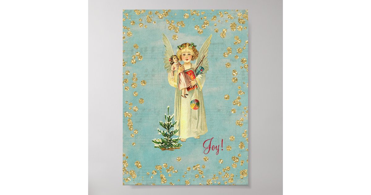 Vintage Christmas Angel Joy! 5x7 Poster Zazzle