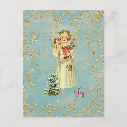 Vintage Christmas Angel Joy Holiday Postcard