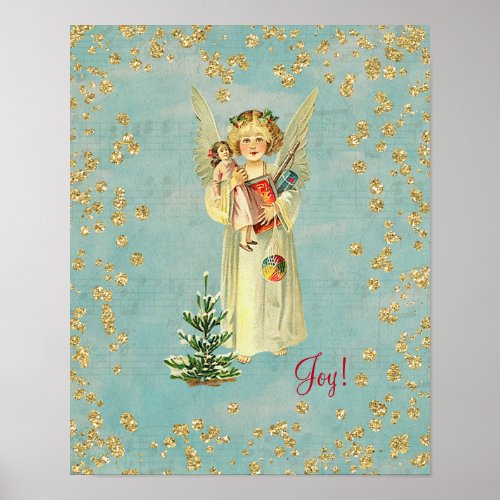 Vintage Christmas Angel Joy Poster