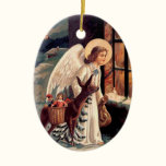 Vintage Christmas Angel Oval Ornament