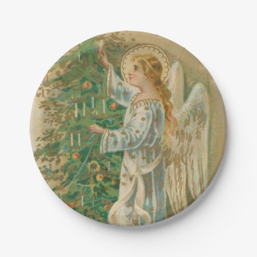 Vintage Christmas Angel Paper Plates