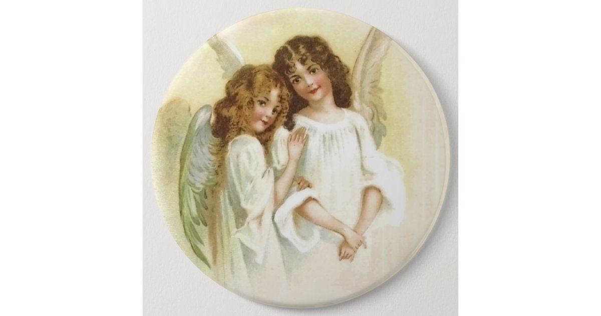 Vintage Christmas Angel Pinback Button | Zazzle