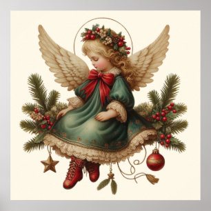 Vintage Christmas Angel Poster