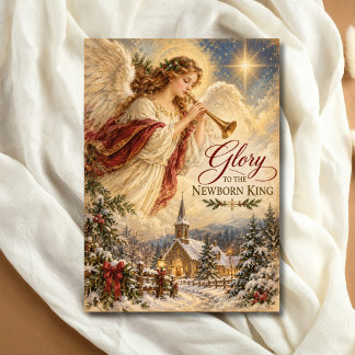 Vintage Christmas Angel Religious Christian Holiday Card