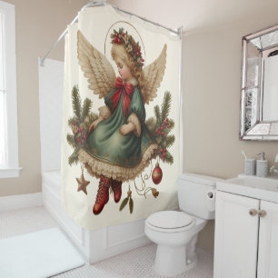 Vintage Christmas Angel Shower Curtain