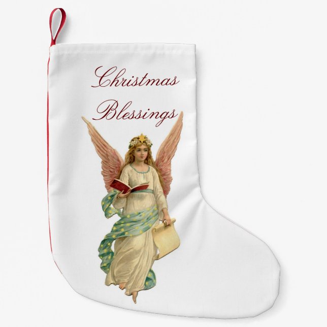 Vintage Christmas Angel Small Christmas Stocking (Front)