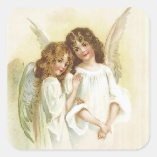 Vintage Christmas Angel Square Sticker