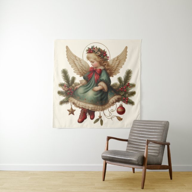 Vintage Christmas Angel Tapestry (In Situ)