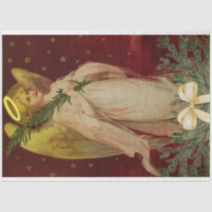 Vintage Christmas Angel With Festive Tree Tissue Paper