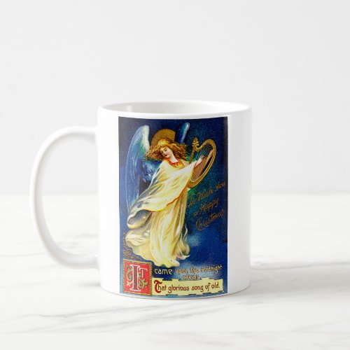 Vintage Christmas Angel With Harp Coffee Mug