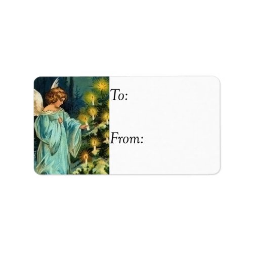 Vintage Christmas Angel With Tree Gift Tag