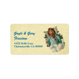 Vintage Christmas Angel with Violin Label
