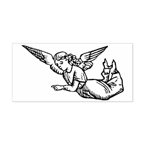 Vintage Christmas Angel Woodcut Rubber Stamp