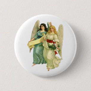 Vintage Christmas, Angelic Victorian Angels Button