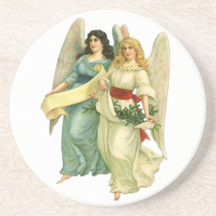 Vintage Christmas, Angelic Victorian Angels Coaster