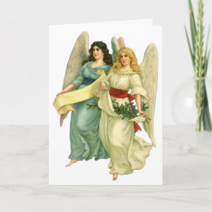 Vintage Christmas, Angelic Victorian Angels Holiday Card