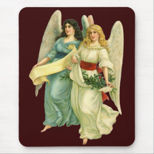 Vintage Christmas, Angelic Victorian Angels Mouse Pad