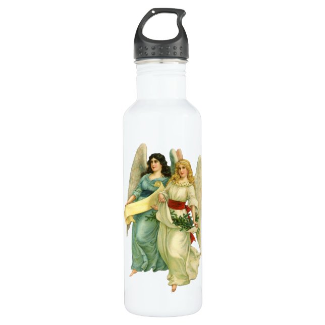 Vintage Christmas, Angelic Victorian Angels Water Bottle (Front)