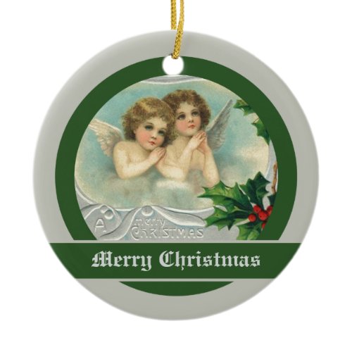 Vintage Christmas angels and holy berry ornaments