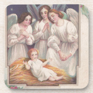 Vintage Christmas Angels Beverage Coaster