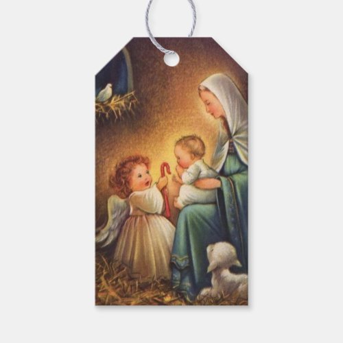 Vintage Christmas Angels  Mary With Baby Jesus Gift Tags
