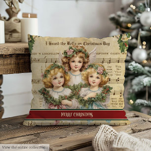 Vintage Christmas Angels Pillow Holiday Keepsake