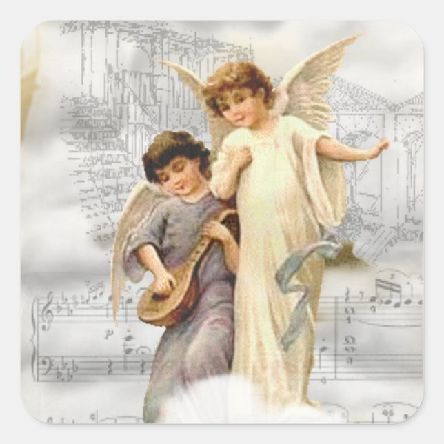 Vintage Christmas Angels Sticker (Front)