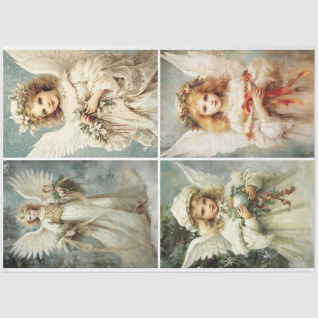 Vintage Christmas Angels Tissue Paper (Front)