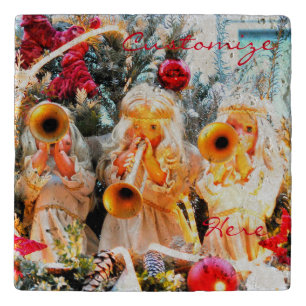 vintage christmas angels trumpeting trivet