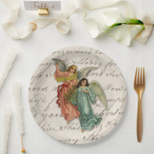 Vintage Christmas Angels Victorian Antique Paper Plates