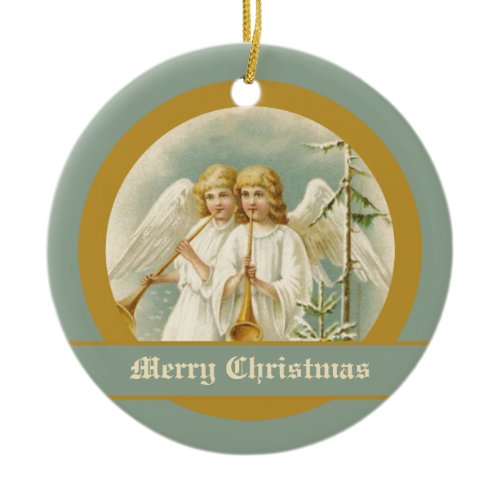 Vintage Christmas angels with bugles ornaments