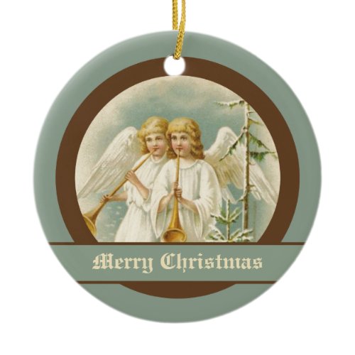 Vintage Christmas angels with bugles ornaments