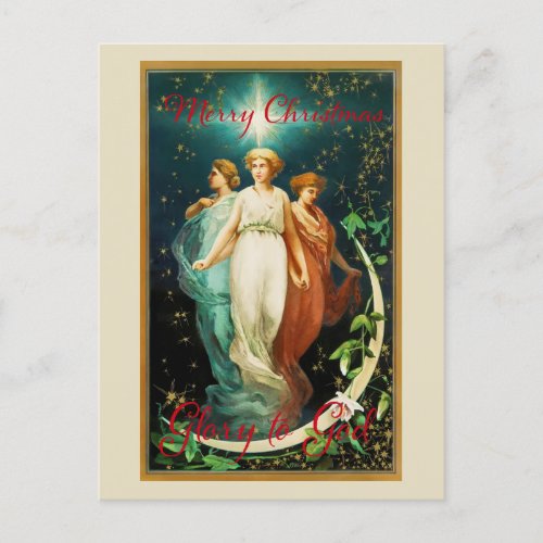 Vintage Christmas Angels with Star Postcard