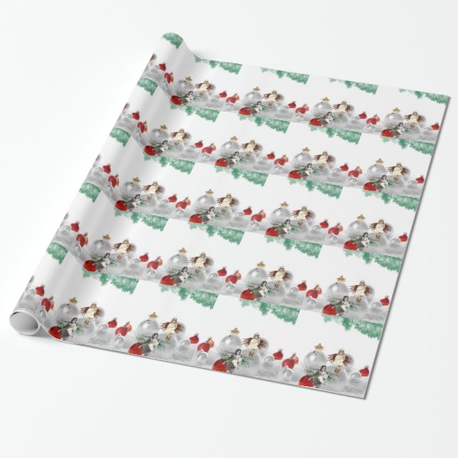 vintage christmas angels wrapping paper (Unrolled)