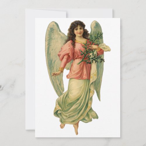 Vintage Christmas Antique Angel in Pink Invitation