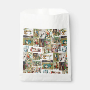 Vintage Christmas Antique Collage Christmas Party Favor Bag
