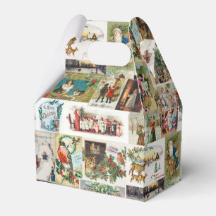 Vintage Christmas Antique Collage Christmas Party Favor Boxes