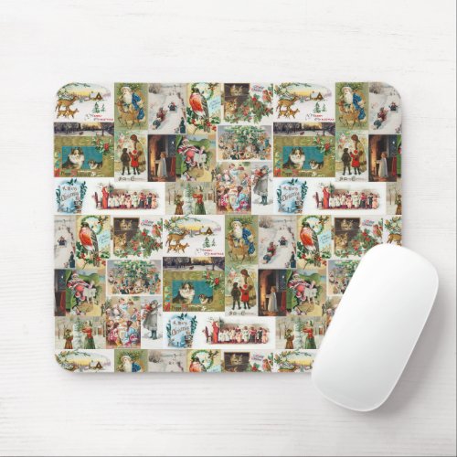 Vintage Christmas Antique Collage Xmas Mouse Pad