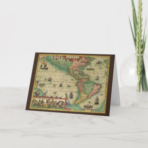 Vintage Christmas Antique Old World Map Holiday Card