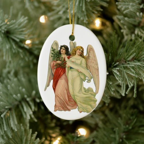 Vintage Christmas, Antique Victorian Angel Die Cut Ceramic Ornament
