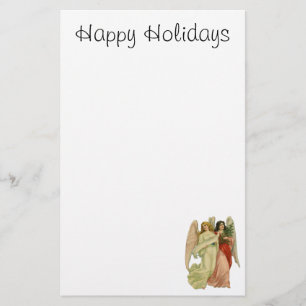 Vintage Christmas, Antique Victorian Angel Die Cut Stationery