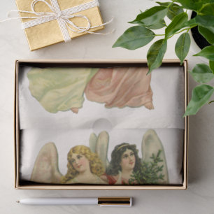 Vintage Christmas, Antique Victorian Angel Die Cut Tissue Paper
