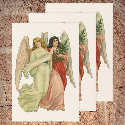 Vintage Christmas Antique Victorian Angel Die Cut Wrapping Paper Sheets