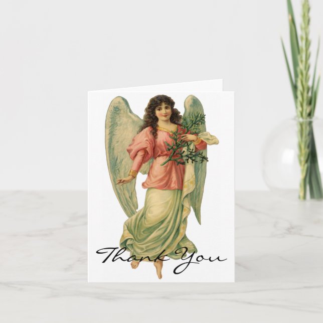 Vintage Christmas, Antique Victorian Angel Holiday Card (Front)