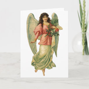 Vintage Christmas, Antique Victorian Angel Holiday Card
