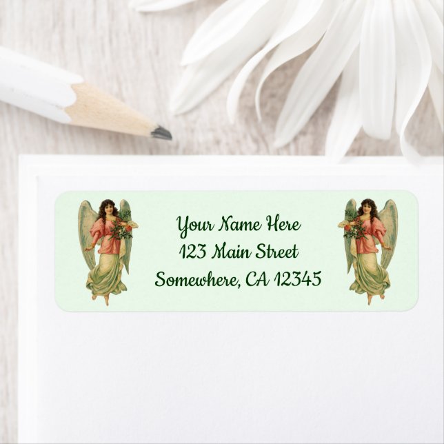 Vintage Christmas, Antique Victorian Angel Label (Insitu)
