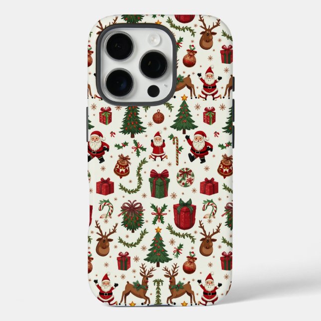 Vintage Christmas Apple iPhone 16 Pro Case (Back)