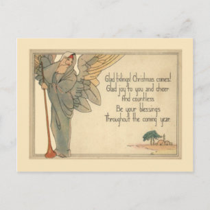 Vintage Christmas, Art Deco Angel Holiday Postcard