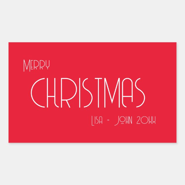 Vintage Christmas, Art Deco Text Rectangular Sticker (Front)